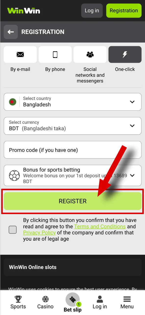 সব তথ্য সঠিক আছে তা নিশ্চিত করুন এবং আপনার উইনউইন নিবন্ধন প্রক্রিয়া সম্পূর্ণ করুন।