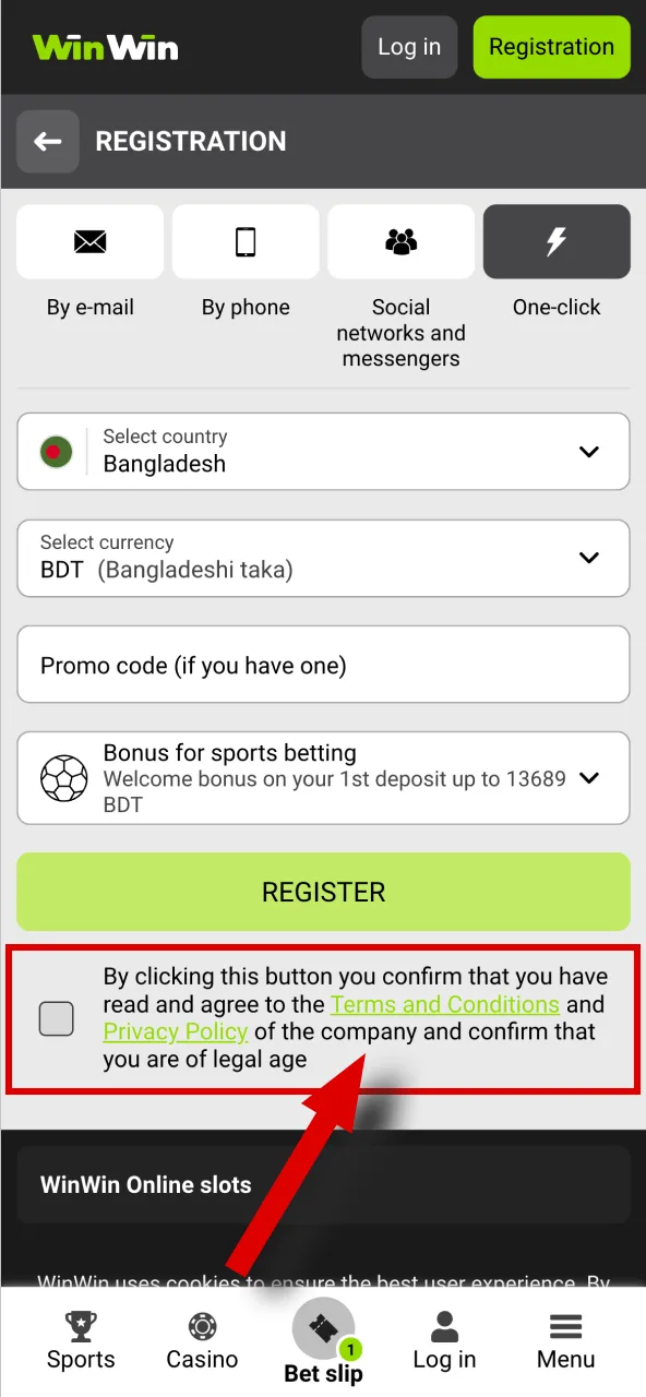আপনার অ্যাকাউন্ট তৈরি করার আগে উইনউইন-এর শর্তাবলী ভালোভাবে পড়ে নিন।
