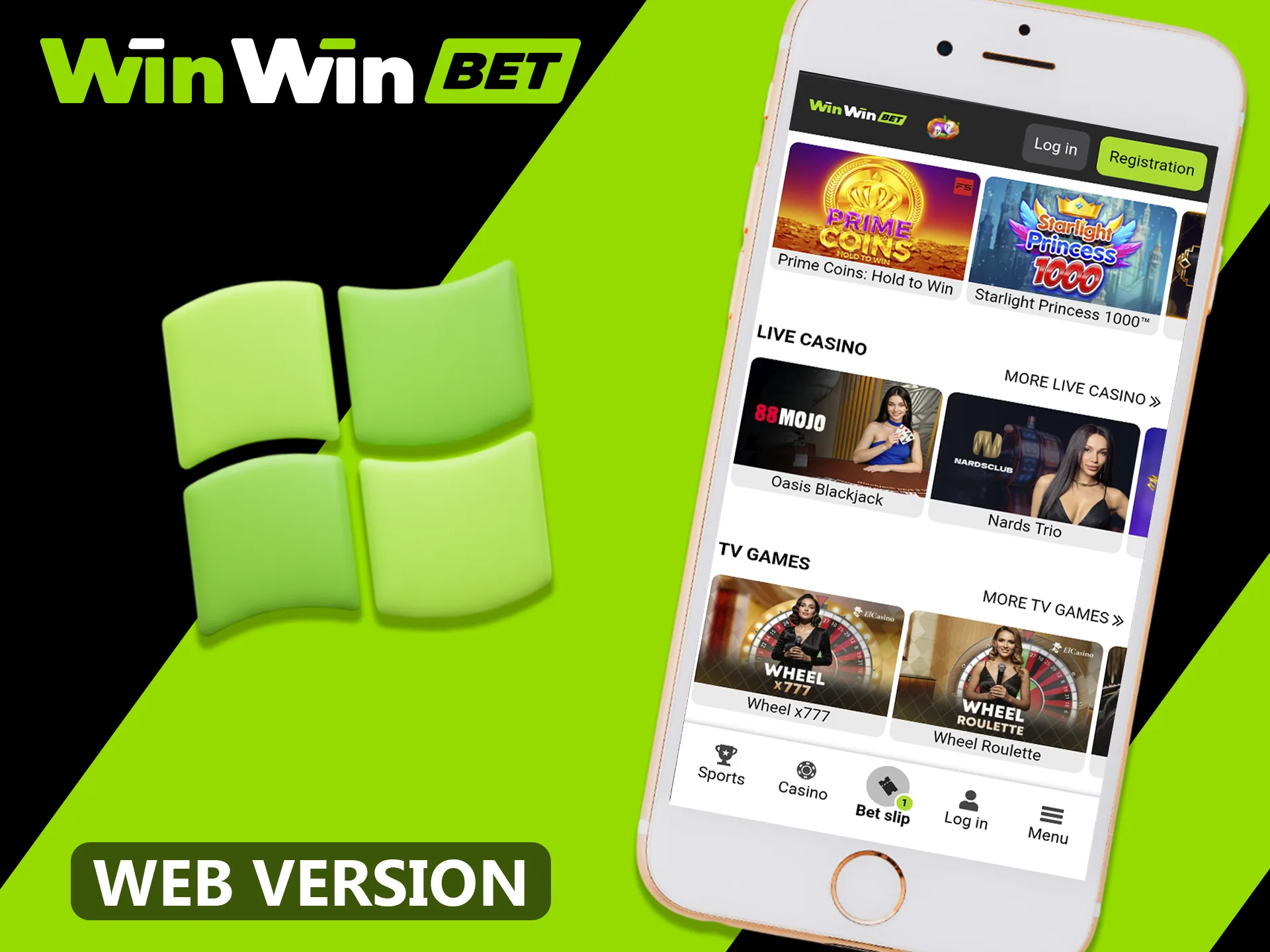 Use WinWin's mobile site to bet and play casino games anytime.